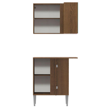 Cocina Emilly Marron 80x186cm con Mesón y sin Pozuelo - COCINAS | Bylmo