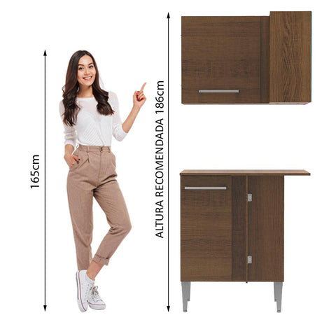 Cocina Emilly Marron 80x186cm con Mesón y sin Pozuelo - COCINAS | Bylmo