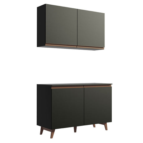 Cocina Reims Negro 120x210cm con Mesón y sin Pozuelo - COCINAS | Bylmo