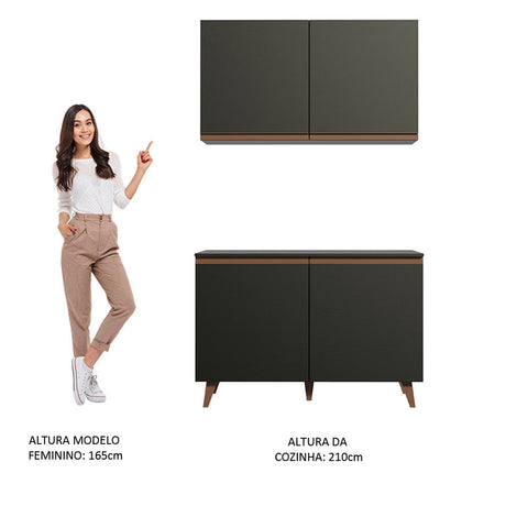 Cocina Reims Negro 120x210cm con Mesón y sin Pozuelo - COCINAS | Bylmo