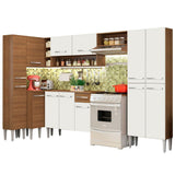 Cocina Integral Emilly Love Blanco y Marron 385x186cm con Mesón y sin Pozuelo - COCINAS | Bylmo