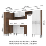 Cocina Integral Emilly Love Blanco y Marron 385x186cm con Mesón y sin Pozuelo - COCINAS | Bylmo