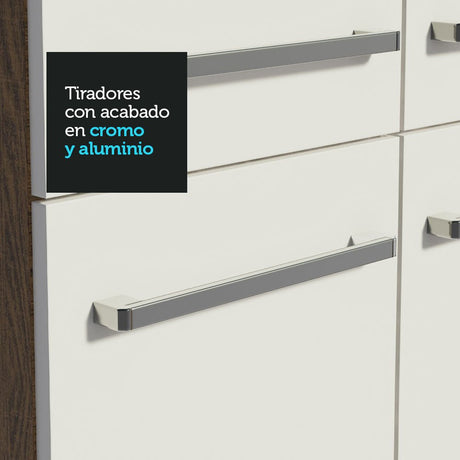 Cocina Integral Emilly Love Blanco y Marron 385x186cm con Mesón y sin Pozuelo - COCINAS | Bylmo