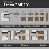 Cocina Integral Emilly Love Blanco y Marron 385x186cm con Mesón y sin Pozuelo - COCINAS | Bylmo