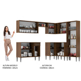 Cocina Integral Emilly Ice Marron 417x186cm con Mesón y sin Pozuelo - COCINAS | Bylmo