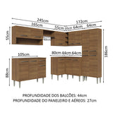 Cocina Integral Emilly Marron 417x186cm con Mesón y sin Pozuelo - COCINAS | Bylmo