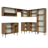 Cocina Integral Emilly Marron 417x186cm con Mesón y sin Pozuelo - COCINAS | Bylmo