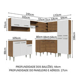 Cocina Integral Emilly Marron 417x186cm con Mesón sin Pozuelo y Un Cajón - COCINAS | Bylmo