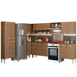 Cocina Integral Emilly Moon Marron 481x186cm con Mesón y sin Pozuelo - COCINAS | Bylmo