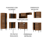 Cocina Integral Emilly Moon Marron 481x186cm con Mesón y sin Pozuelo - COCINAS | Bylmo