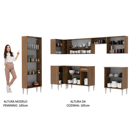 Cocina Integral Emilly Moon Blanco y Marron 481x186cm con Mesón y sin Pozuelo - COCINAS | Bylmo