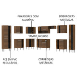 Cocina Integral Emilly Big Marron 513x186cm con Mesón y sin Pozuelo - COCINAS | Bylmo