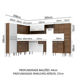 Cocina Integral Emilly Big Marron y Blanco 513x186cm con Mesón y sin Pozuelo - COCINAS | Bylmo
