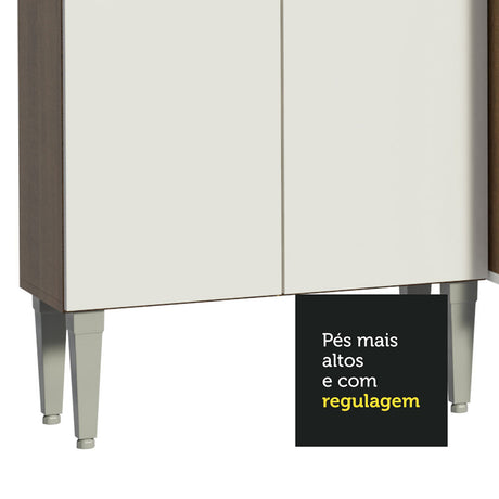 Cocina Integral Emilly Big Marron y Blanco 513x186cm con Mesón y sin Pozuelo - COCINAS | Bylmo