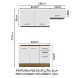 Cocina Integral Agata Marron y Blanco 180x225cm con Mesón y con Pozuelo - COCINAS | Bylmo