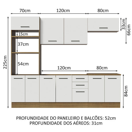Cocina Integral Agata Marron y Blanco 270x225cm con Mesón y con Pozuelo - COCINAS | Bylmo