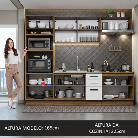 Cocina Integral Agata Marron y Blanco 270x225cm con Mesón y con Pozuelo - COCINAS | Bylmo
