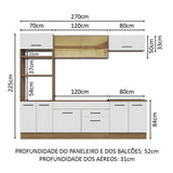 Cocina Integral Agata Marron y Blanco 270x225cm con Mesón sin Pozuelo y Dos Cajones - COCINAS | Bylmo