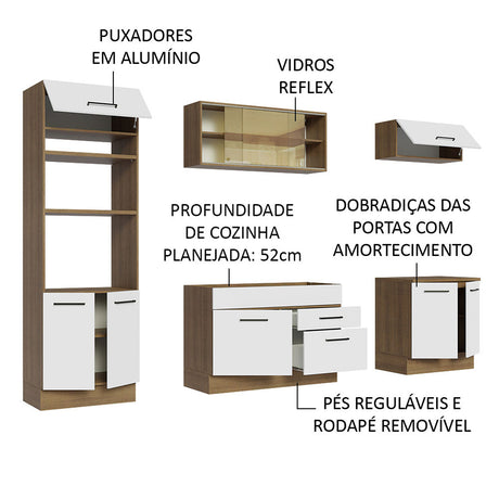 Cocina Integral Agata Marron y Blanco 270x225cm con Mesón sin Pozuelo y Dos Cajones - COCINAS | Bylmo