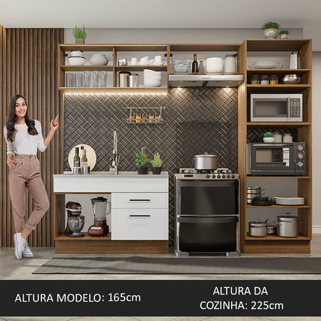 Cocina Integral Agata Marron y Blanco 270x225cm sin Mesón sin Pozuelo y Siete Puertas - COCINAS | Bylmo