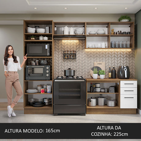 Cocina Integral Agata Marron y Blanco 270x225cm con Mesón y sin Pozuelo - COCINAS | Bylmo