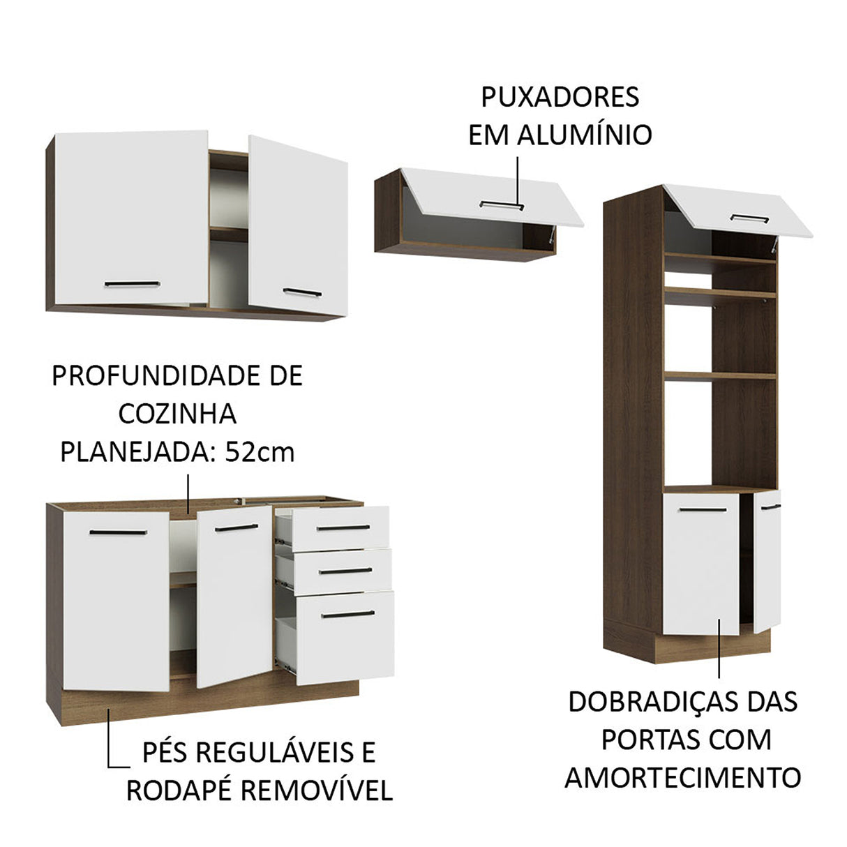 Cocina Integral Agata Marron y Blanco 270x225cm sin Mesón y sin Pozuelo - COCINAS | Bylmo