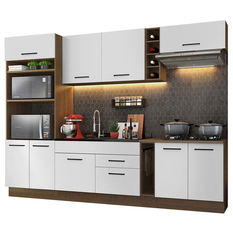 Cocina Integral Agata Marron y Blanco 290x225cm sin Mesón y sin Pozuelo - COCINAS | Bylmo