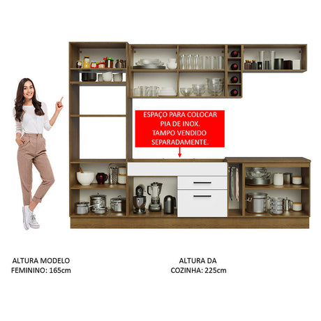 Cocina Integral Agata Marron y Blanco 290x225cm sin Mesón y sin Pozuelo - COCINAS | Bylmo