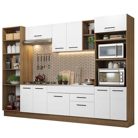 Cocina Integral Agata Marron y Blanco 330x225cm sin Mesón y sin Pozuelo - COCINAS | Bylmo