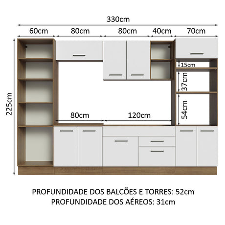 Cocina Integral Agata Marron y Blanco 330x225cm sin Mesón y sin Pozuelo - COCINAS | Bylmo