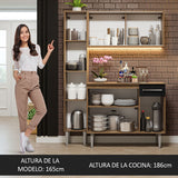 Cocina Integral Emilly Marron y Negro 137x186cm con Mesón de Madera y sin Pozuelo - COCINAS | Bylmo