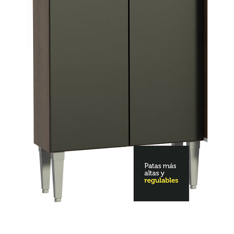 Cocina Integral Emilly Marron y Negro 137x186cm con Mesón de Madera y sin Pozuelo - COCINAS | Bylmo