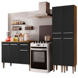 Cocina Integral Emilly Front Marron y Negro 169x186cm con Mesón y sin Pozuelo - COCINAS | Bylmo