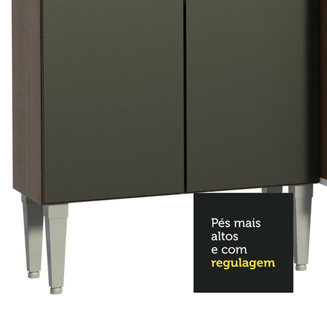 Cocina Integral Emilly Box Marron y Negro 169x186cm con Mesón y sin Pozuelo - COCINAS | Bylmo