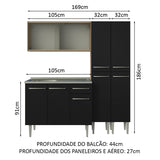 Cocina Integral Emilly 169x186 Marrón y Negro MDP Duradero - COCINAS | Bylmo