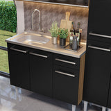 Cocina Integral Emilly 169x186 Marrón y Negro MDP Duradero - COCINAS | Bylmo