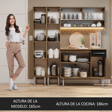 Cocina Integral Emilly 169x186 Marron y Negro Resistente - COCINAS | Bylmo