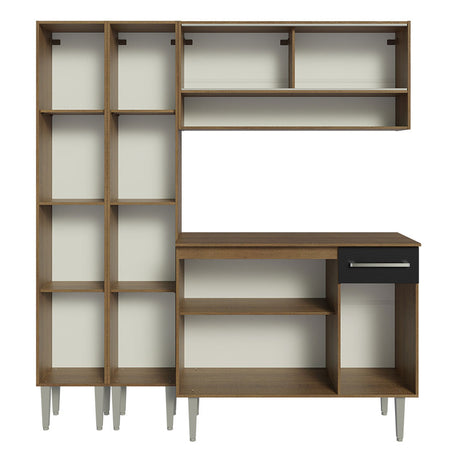 Cocina Integral Emilly 169x186 Marron y Negro Resistente - COCINAS | Bylmo