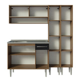 Cocina Integral Emilly 169x186 Marrón y Negro Moderna y Duradera - COCINAS | Bylmo