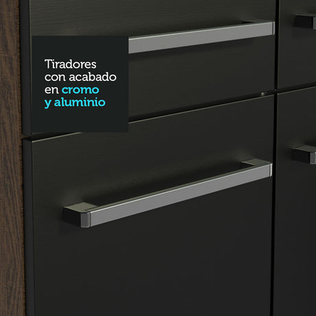 Cocina Integral Emilly 169x186 Marrón y Negro Moderna y Duradera - COCINAS | Bylmo