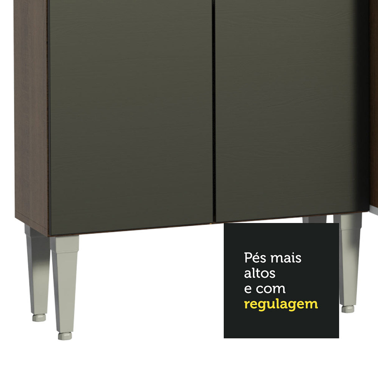 Cocina Integral Emilly Sing Marron y Negro 201x186cm con Mesón y sin Pozuelo - COCINAS | Bylmo