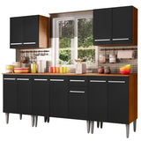 Cocina Integral Emilly King Marron y Negro 233x186cm con Mesón y sin Pozuelo - COCINAS | Bylmo