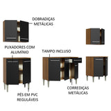 Cocina Integral Emilly King Marron y Negro 233x186cm con Mesón y sin Pozuelo - COCINAS | Bylmo