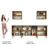 Cocina Integral Emilly King Marron y Negro 233x186cm con Mesón y sin Pozuelo - COCINAS | Bylmo