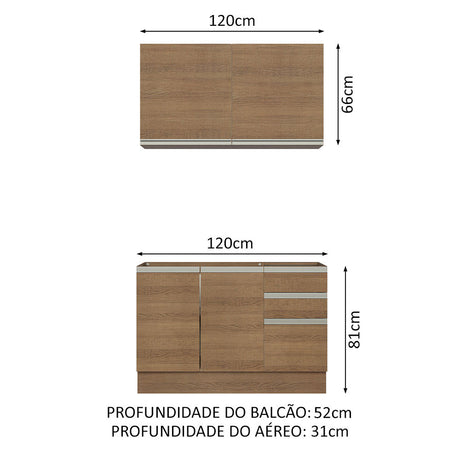 Cocina Integral Glamy Marron 120x225cm sin Mesón y sin Pozuelo - COCINAS | Bylmo