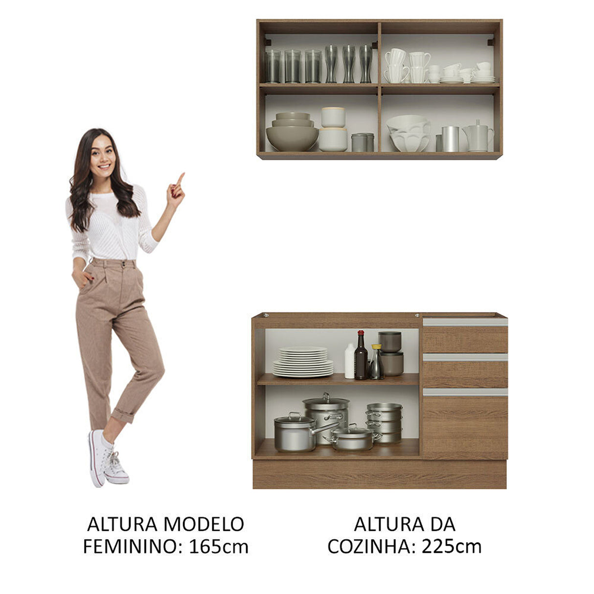 Cocina Integral Glamy Marron 120x225cm sin Mesón y sin Pozuelo - COCINAS | Bylmo