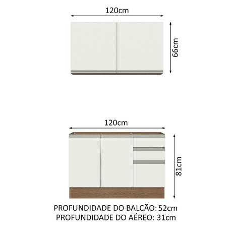 Cocina Integral Glamy Marron y Blanco 120x225cm sin Mesón y sin Pozuelo - COCINAS | Bylmo