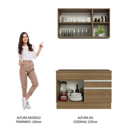 Cocina Integral Glamy Marron 120x225cm con Mesón y sin Pozuelo - COCINAS | Bylmo