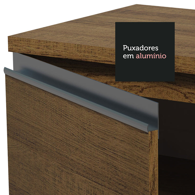 Cocina Integral Glamy Marron 120x225cm Con Mesón Y Sin Pozuelo