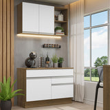 Cocina Integral Glamy Marron y Blanco 120x225cm con Mesón y sin Pozuelo - COCINAS | Bylmo